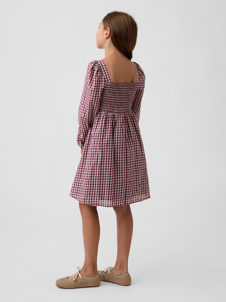 Kids Smocked Square-Neck Dress