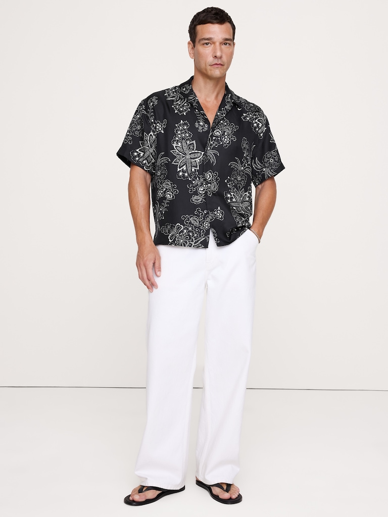 Standard-Fit Silk Resort Shirt