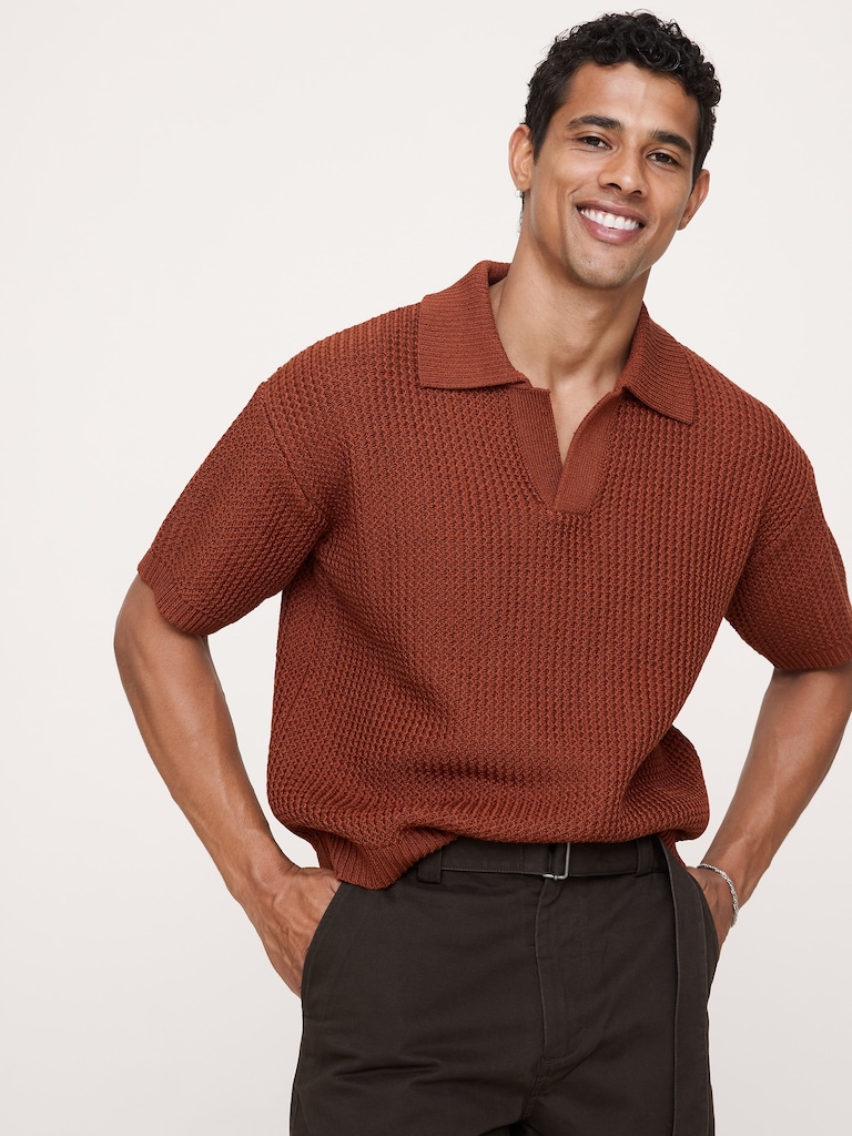 Cotton Zig-Zag Sweater Polo