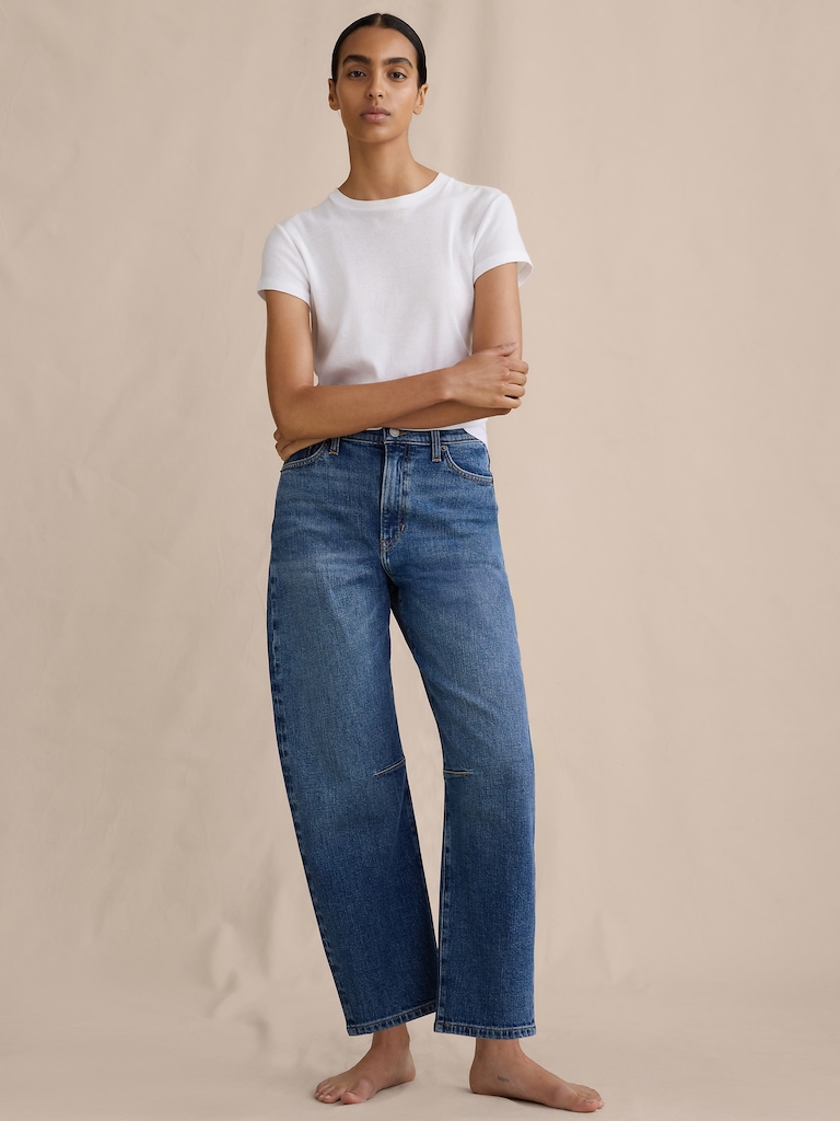 Mid-Rise Barrel Crop Jean