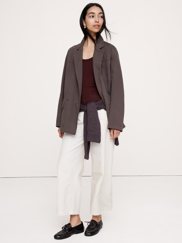 Cotton-Linen Utility Blazer