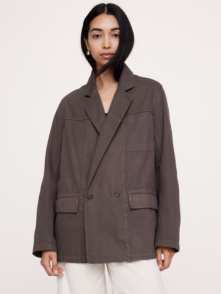 Cotton-Linen Utility Blazer
