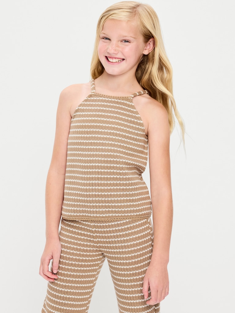 Haut en tricot de jacquard sans manches pour fille