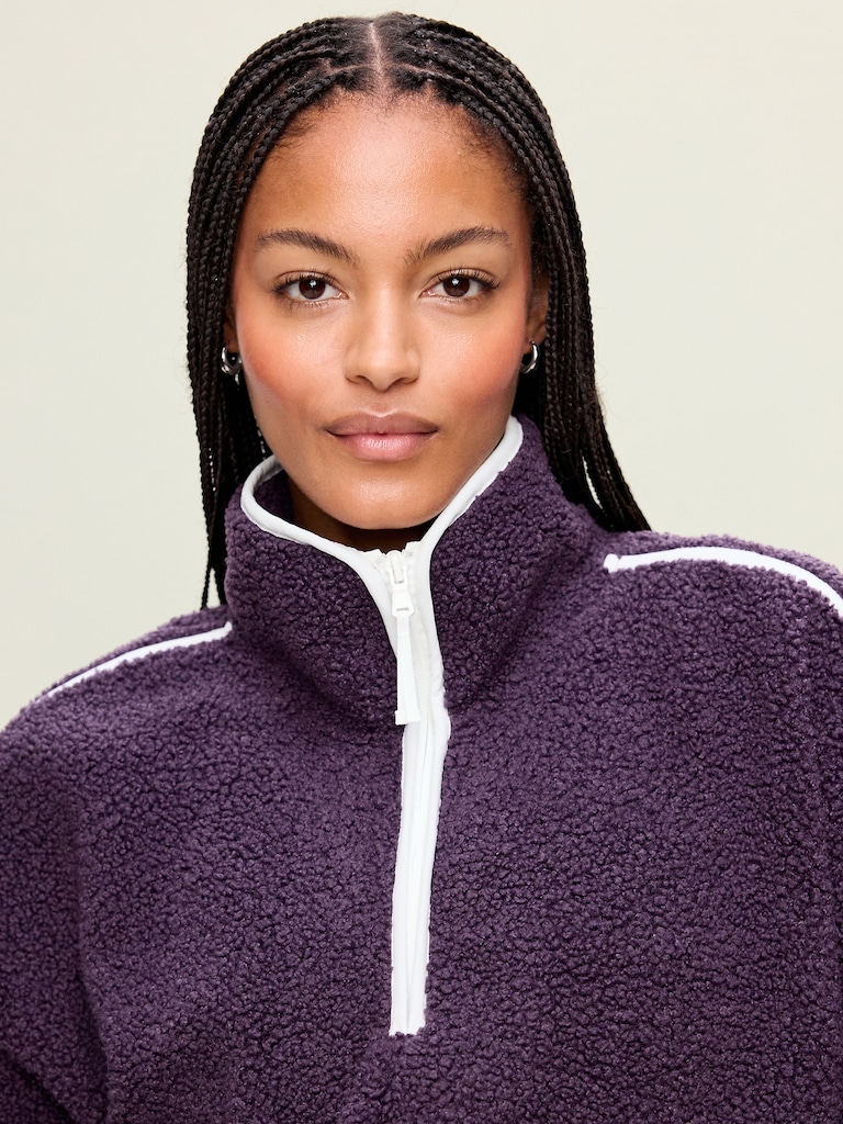 Loose Sherpa Quarter-Zip Pullover