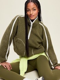 Loose Sherpa Quarter-Zip Pullover