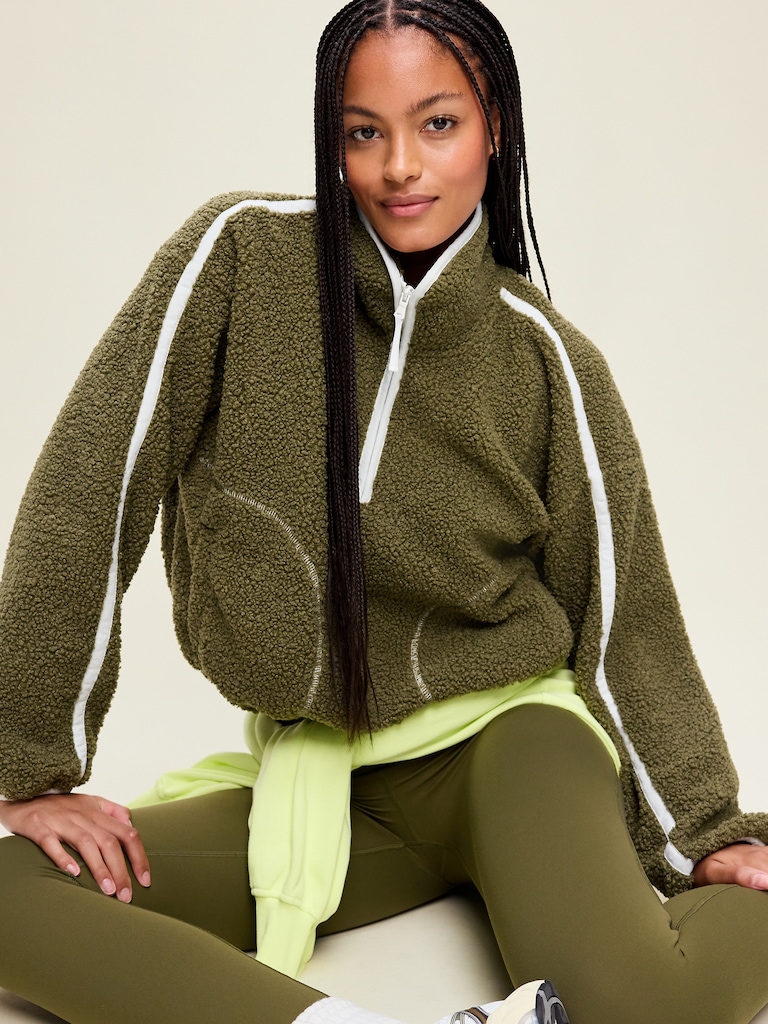 Loose Sherpa Quarter-Zip Pullover