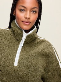 Loose Sherpa Quarter-Zip Pullover