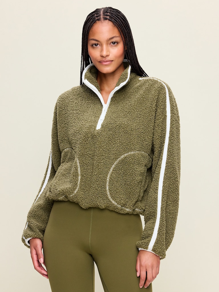 Loose Sherpa Quarter-Zip Pullover