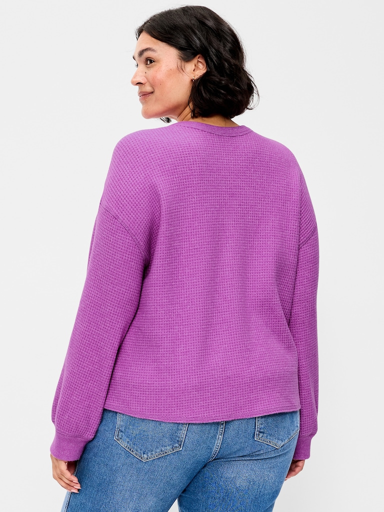 Long-Sleeve Crew-Neck Henley T-Shirt