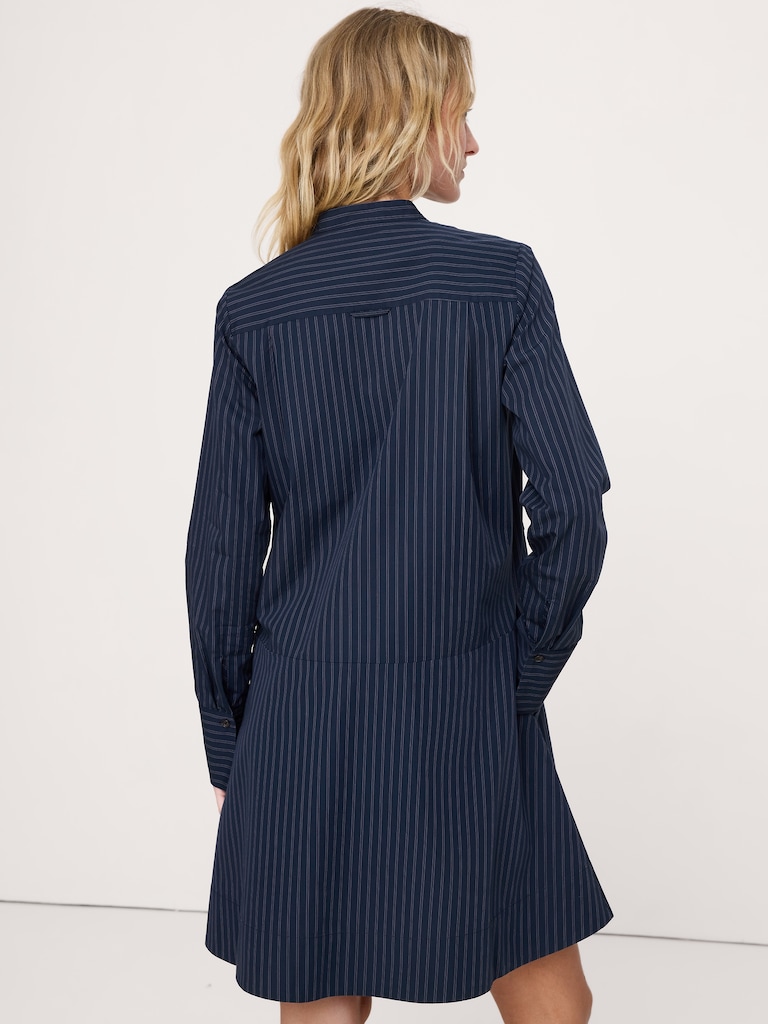 Cotton Trapeze Mini Shirt Dress