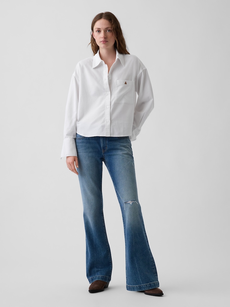 Organic Cotton Oversized Crop Oxford Shirt