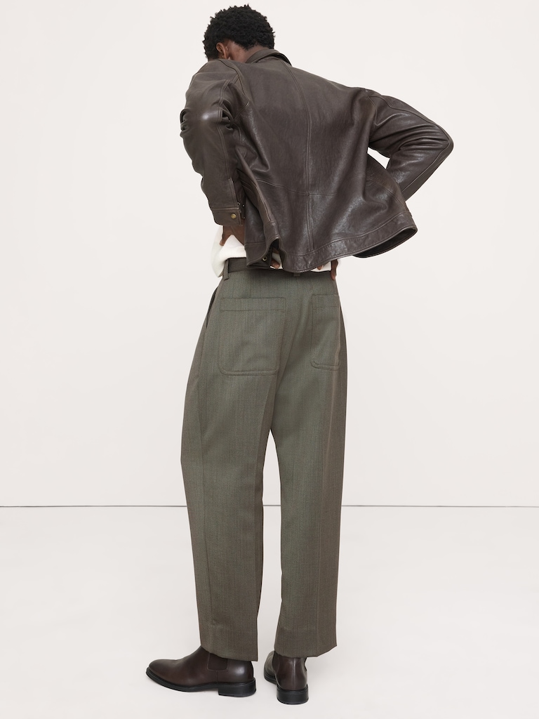 Loose Belted Twill Dress Pant