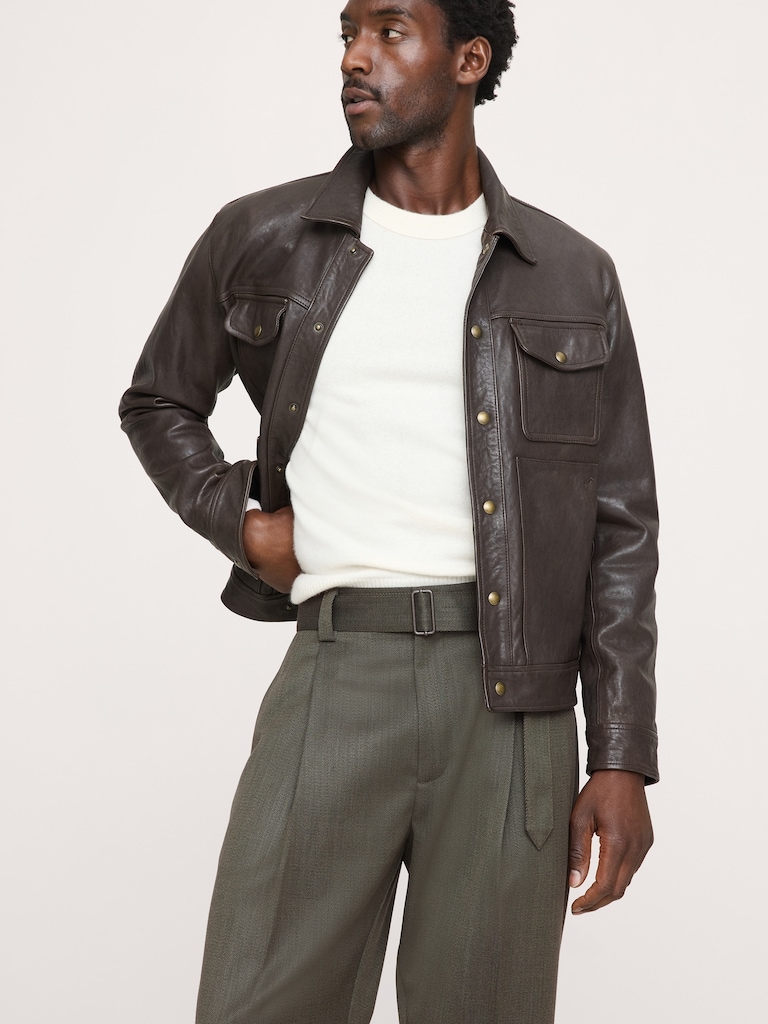 Loose Belted Twill Dress Pant