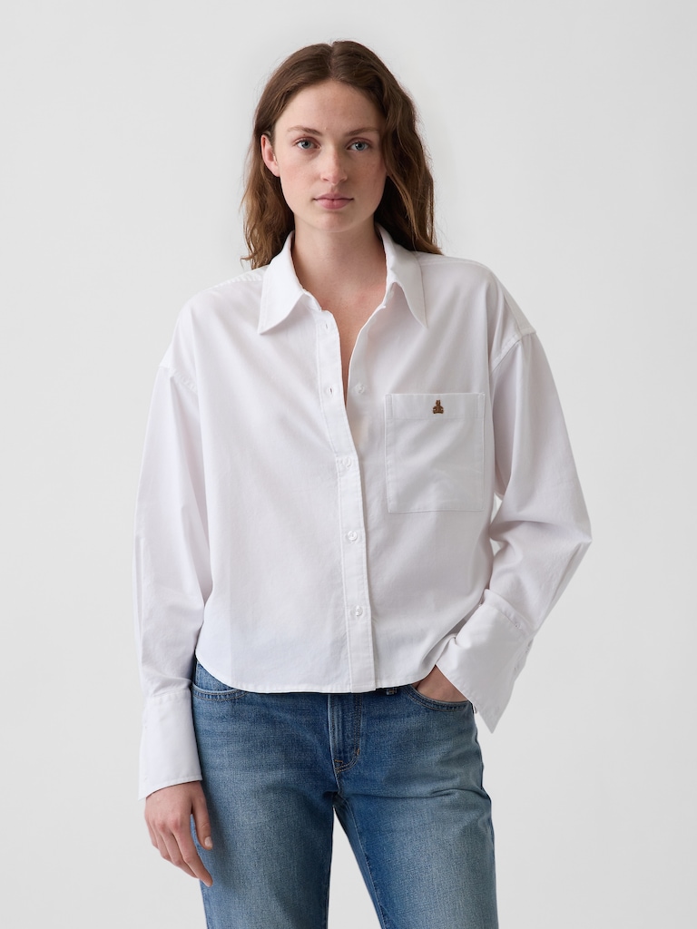 Organic Cotton Oversized Crop Oxford Shirt