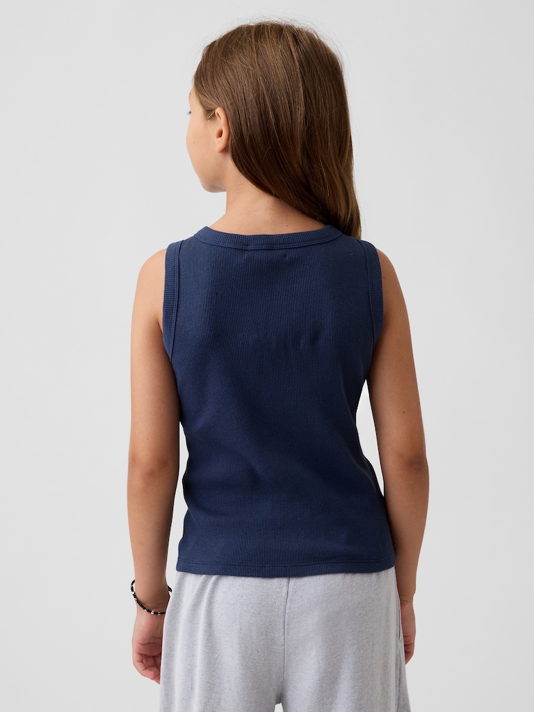 Kids Rib Embroidered Graphic Tank Top