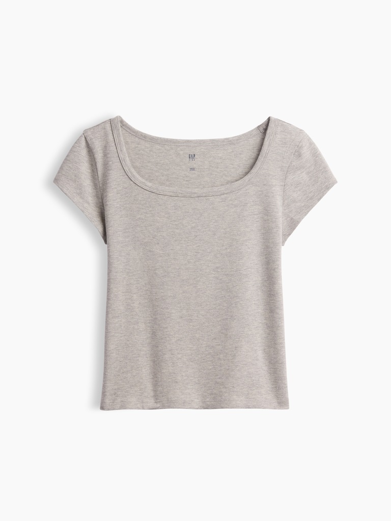 T-shirt moulant à encolure carrée en jersey pour Enfant
