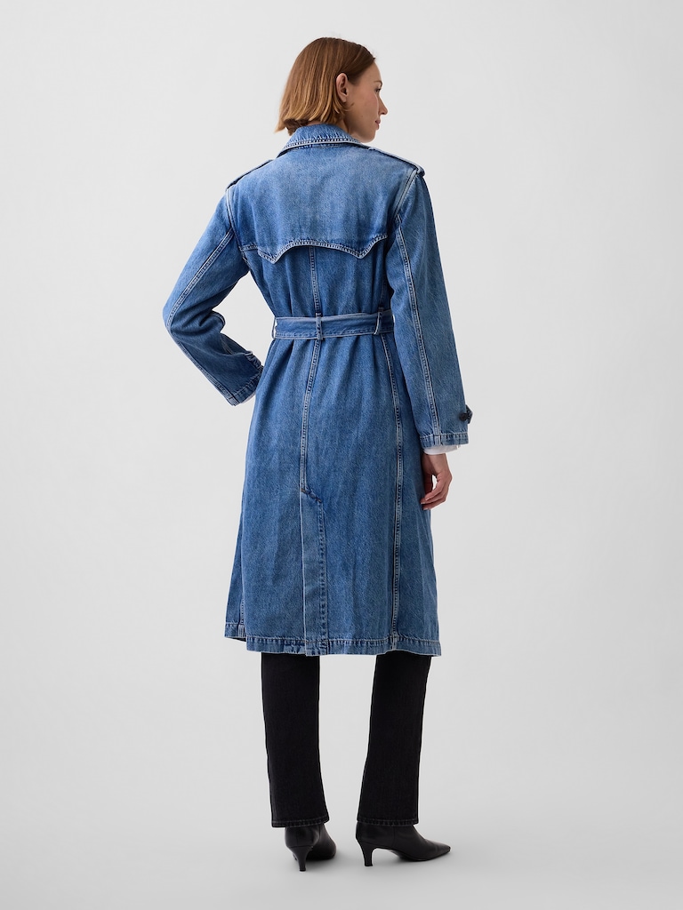 Longline Icon Denim Trench Jacket