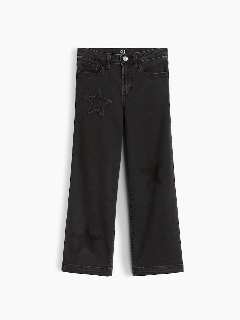 Kids High Rise Wide-Leg Ankle Jeans