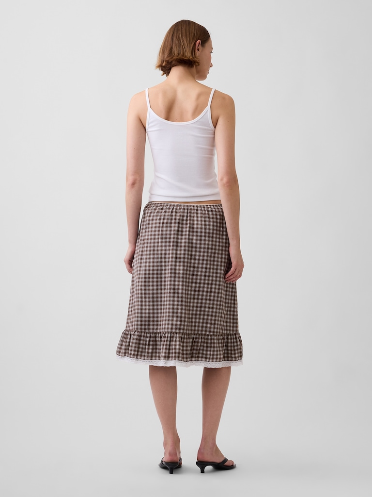 Ruffle-Hem Easy Knee-Length Skirt