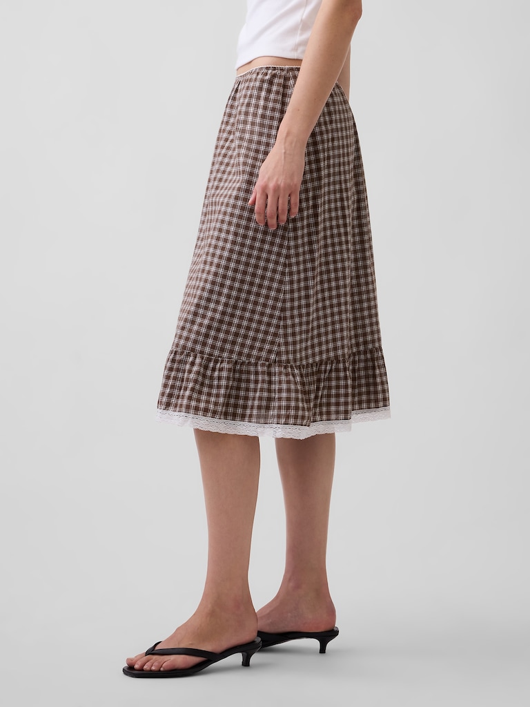 Ruffle-Hem Easy Knee-Length Skirt