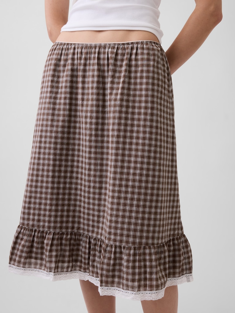 Ruffle-Hem Easy Knee-Length Skirt