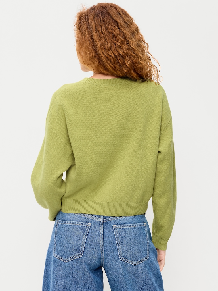 SoSoft Cotton Crew-Neck Cropped Sweater