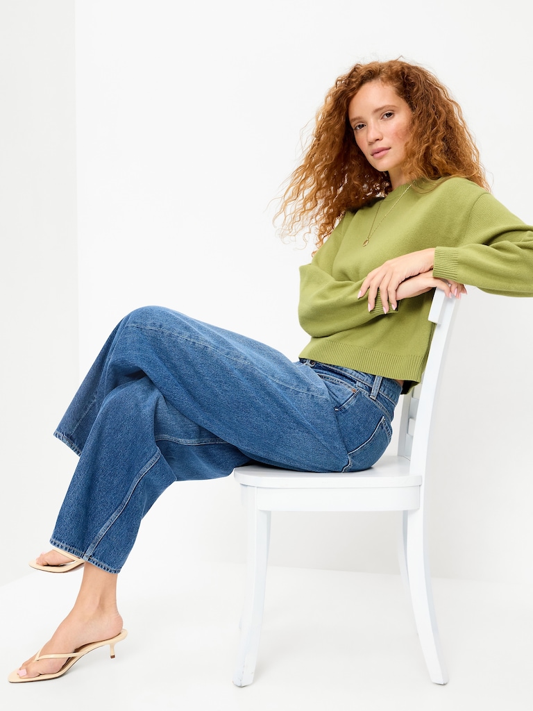 SoSoft Cotton Crew-Neck Cropped Sweater