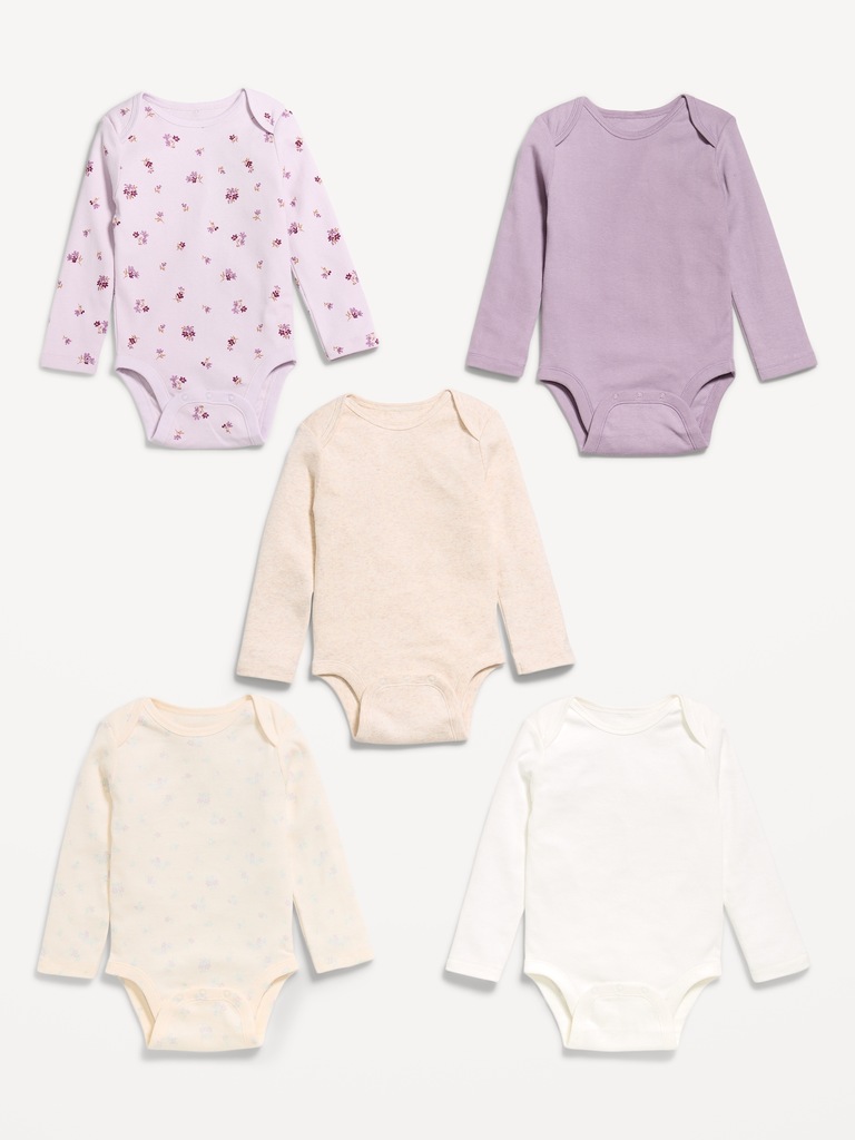 Long-Sleeve Bodysuit 5-Pack for Baby