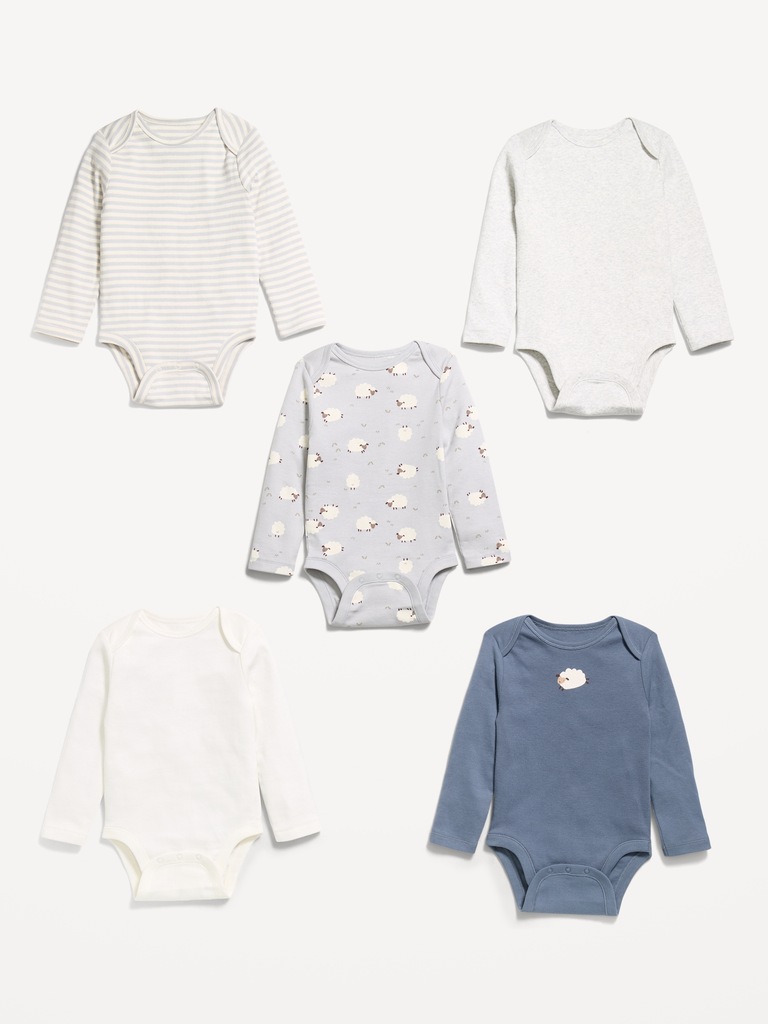 Long-Sleeve Bodysuit 5-Pack for Baby