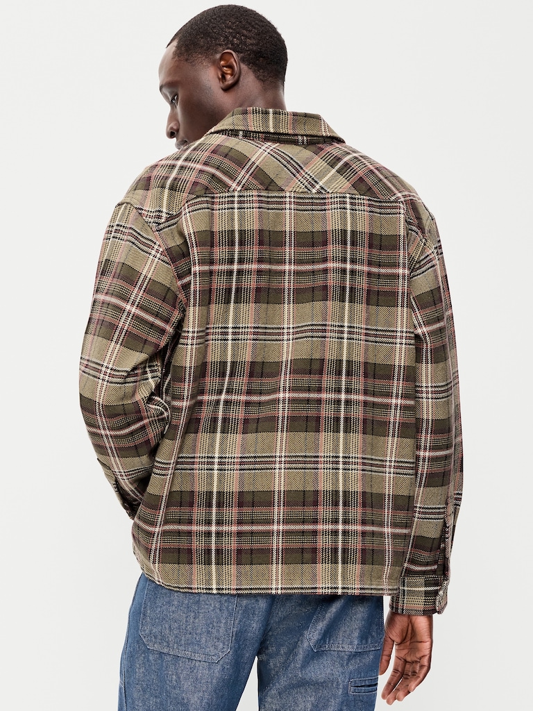 Chemise à manches longues en flanelle épaisse à carreaux avec poche