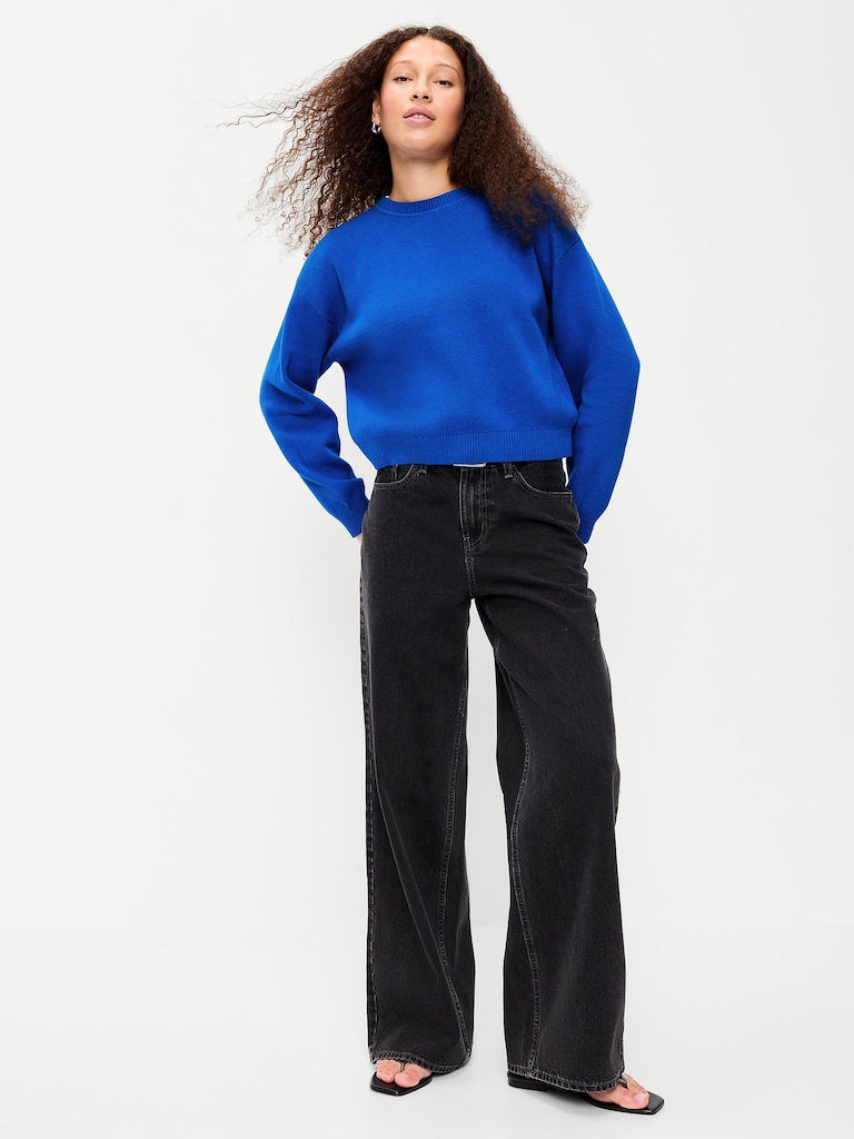 SoSoft Cotton Crew-Neck Cropped Sweater