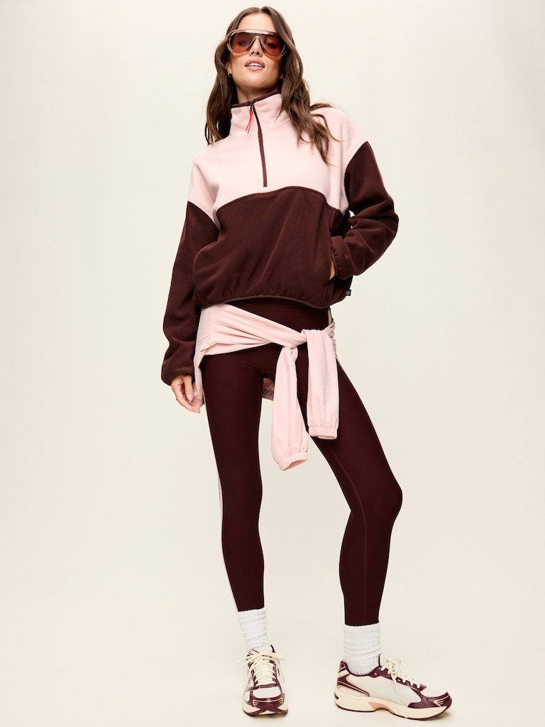 Oversized Half-Zip Cropped Fleece Sweatshirt