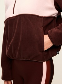 Oversized Half-Zip Cropped Fleece Sweatshirt