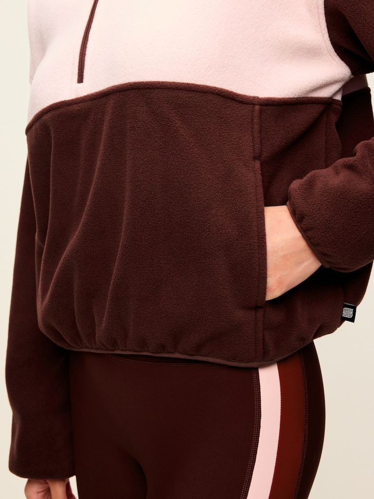 Oversized Half-Zip Cropped Fleece Sweatshirt
