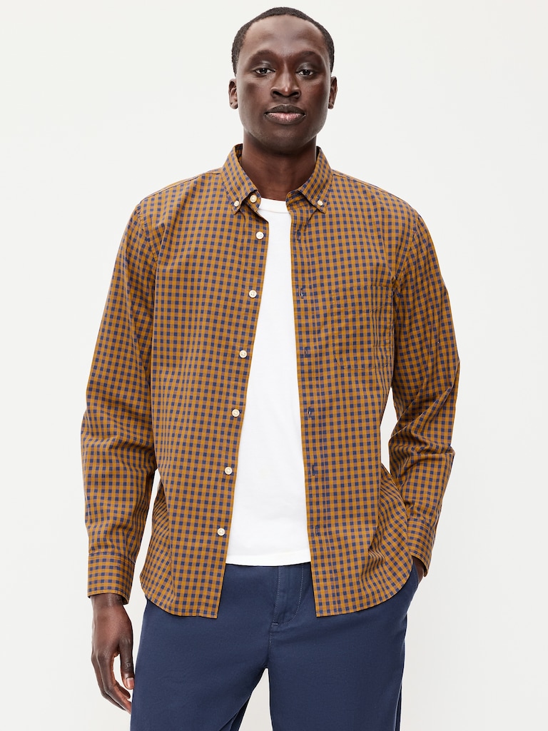 Chemise passe-partout coupe classique en popeline à carreaux