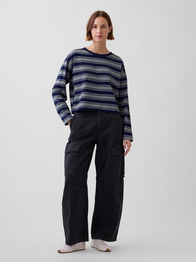 Low Rise Twill Baggy Barrel Cargo Pants