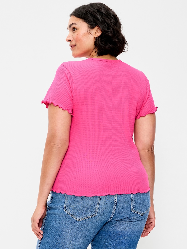 Fitted Waffle-Knit Cropped T-Shirt