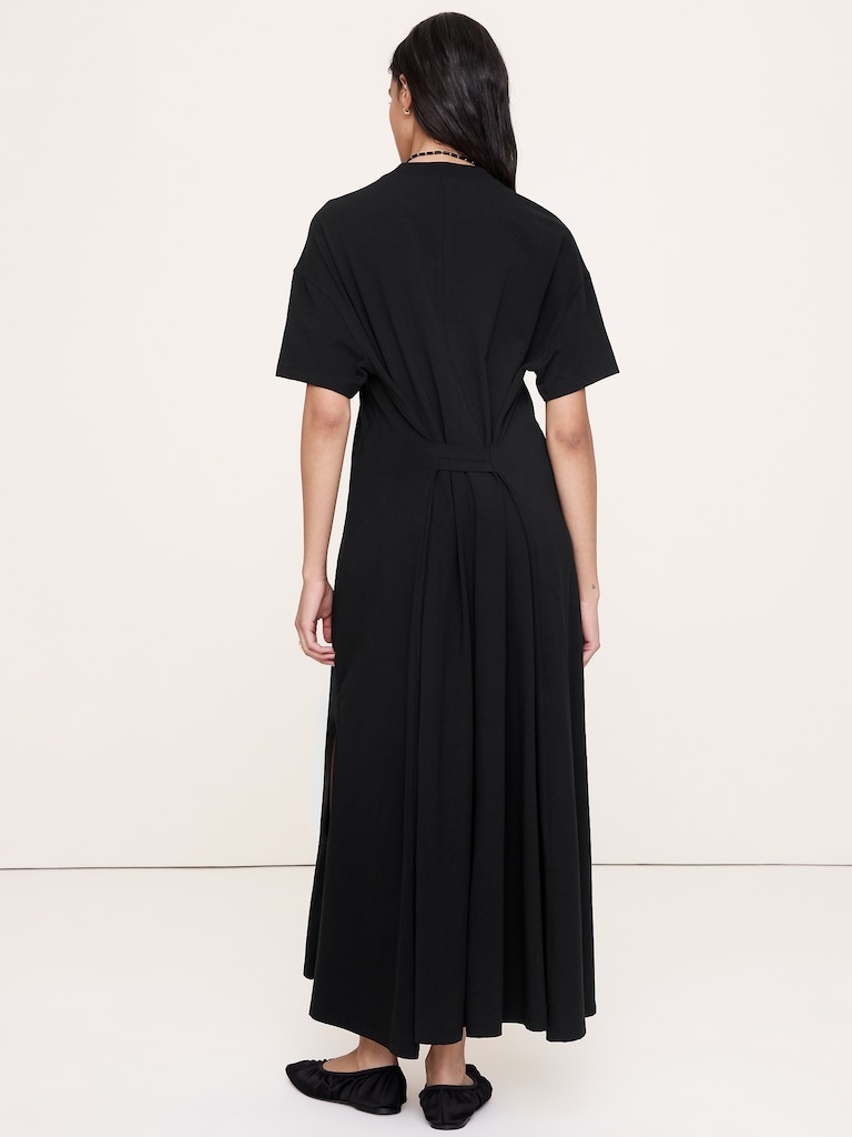 Oversized Stretch-Cotton Tie-Waist Midi Dress