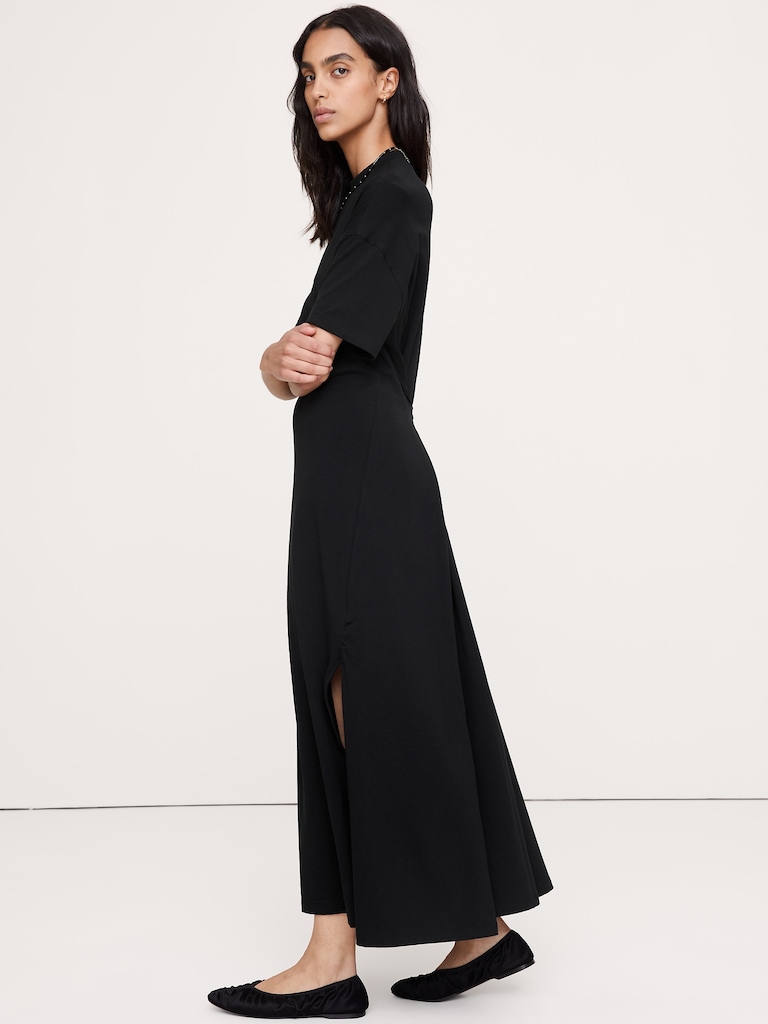 Oversized Stretch-Cotton Tie-Waist Midi Dress