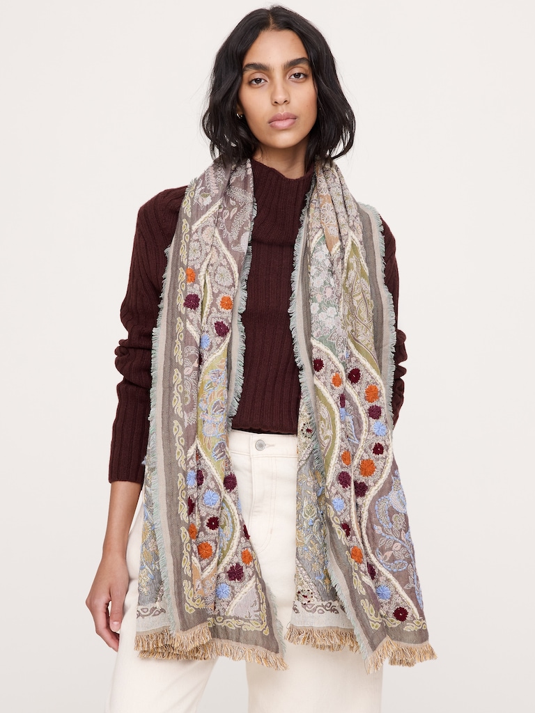 Long Embroidered Scarf by Vismaya