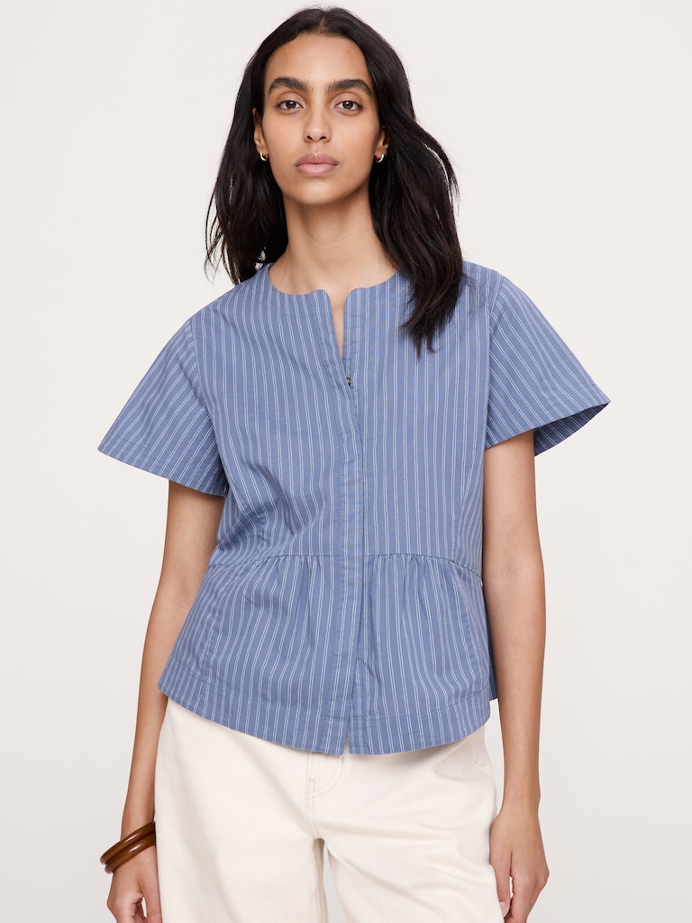 Cotton Flutter Sleeve Top