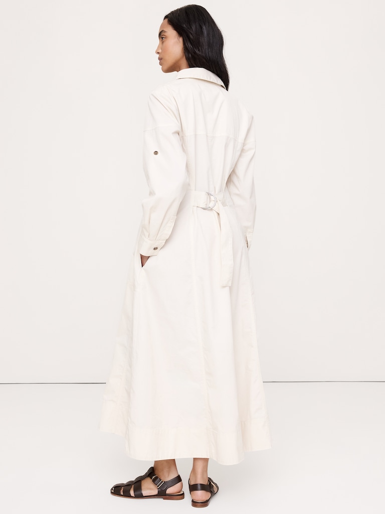 Cotton Twill Paneled Shirt Dress