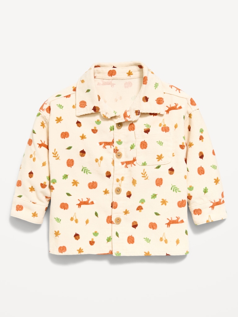 Printed Long-Sleeve Corduroy Shirt for Baby