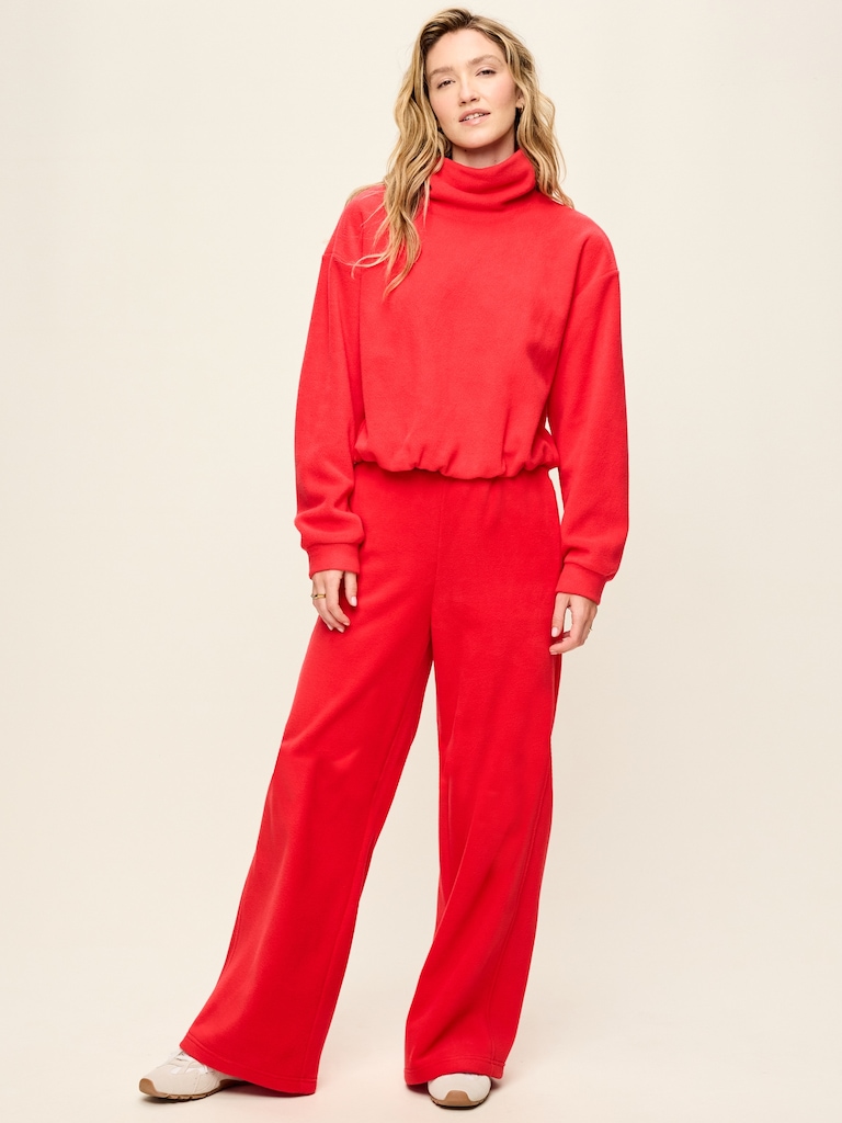 Extra High-Waisted Microfleece Wide-Leg Sweatpants