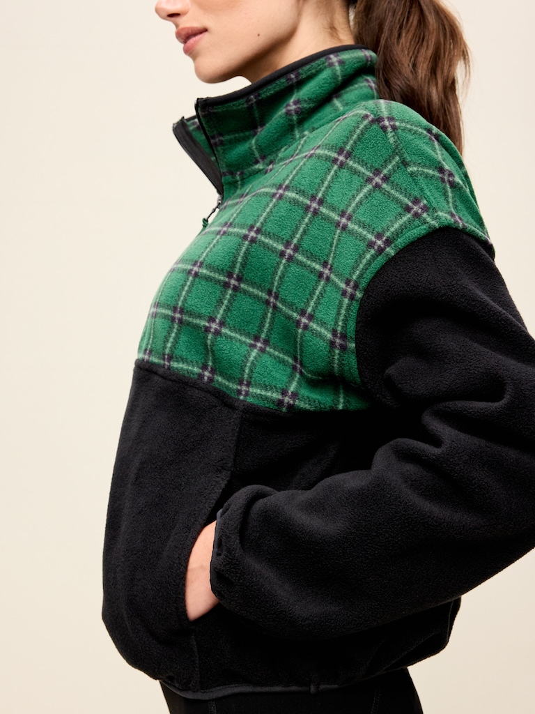 Oversized Half-Zip Cropped Fleece Sweatshirt