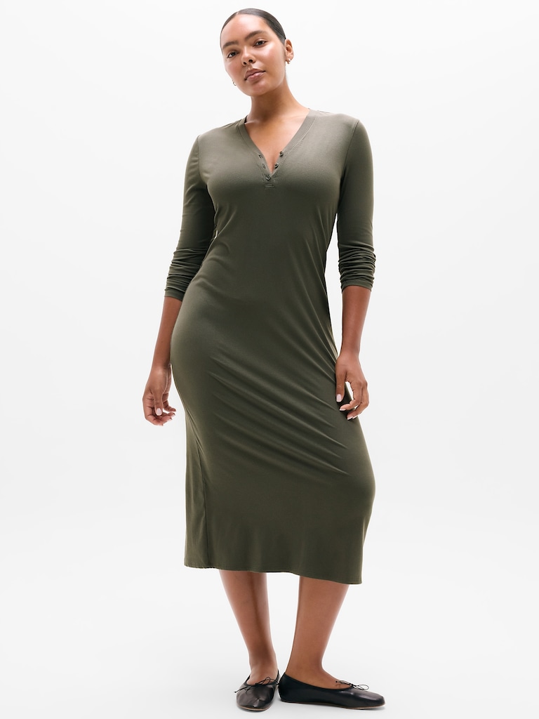 Signature Rib Long Sleeve Maxi Dress