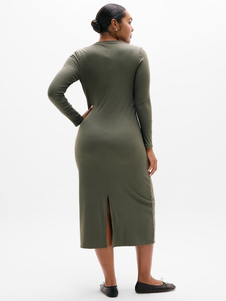 Signature Rib Long Sleeve Maxi Dress