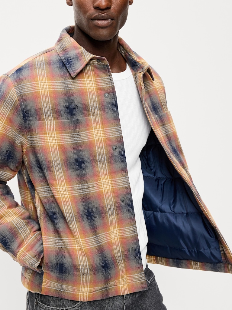 Cropped Insulated Flannel Shacket