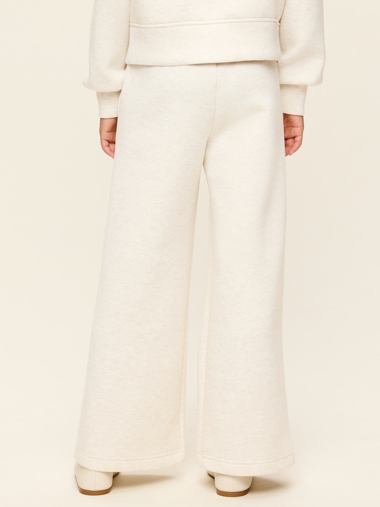 Pantalon jambe large à taille haute en molleton raffiné pour fille