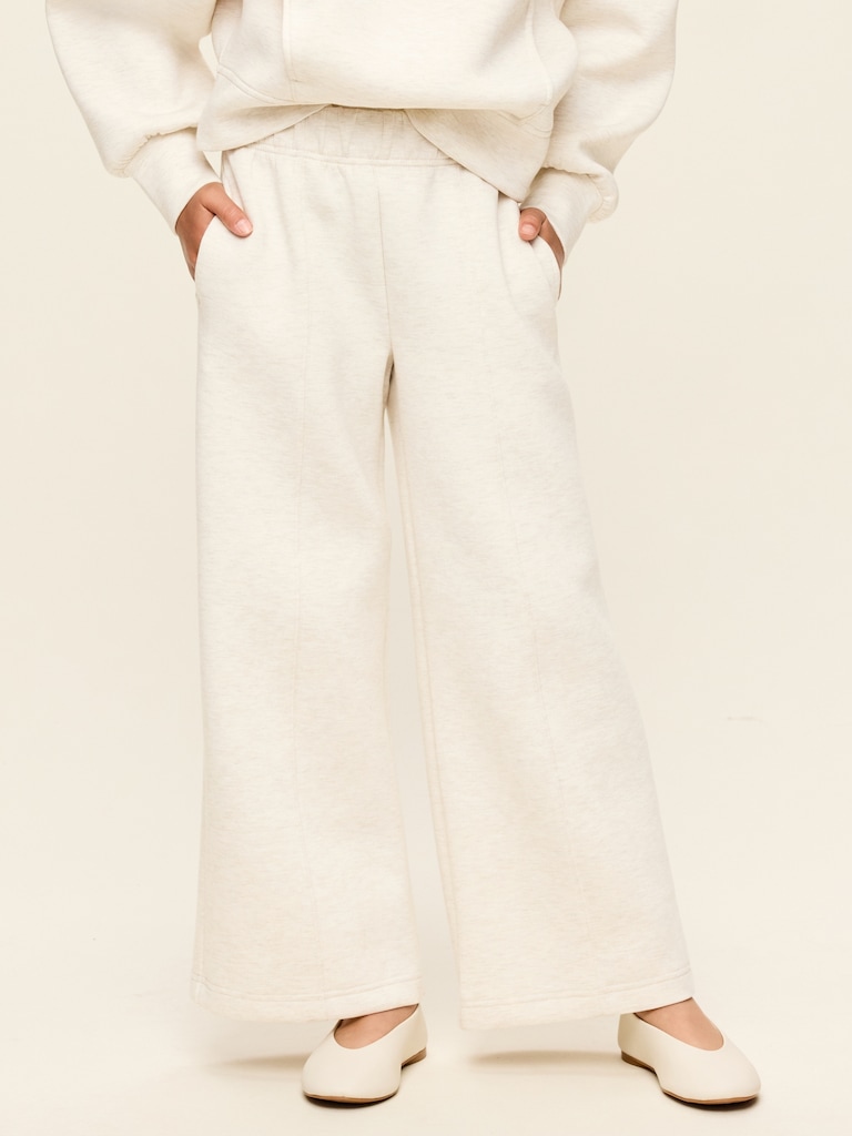 Pantalon jambe large à taille haute en molleton raffiné pour fille